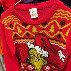 Red Grinch Christmas Sweater and unisex kids size medium
